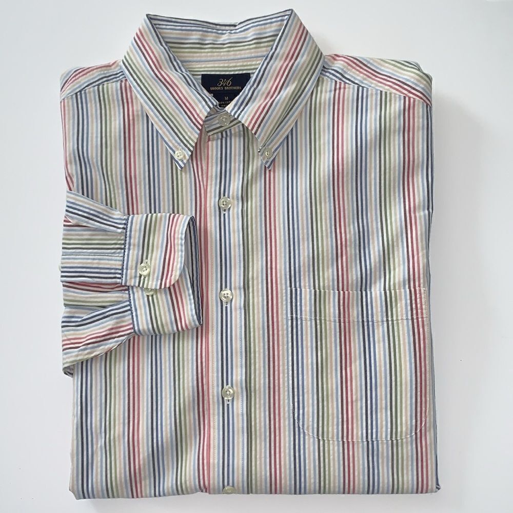 Tommy Hilfiger Classic Fit Striped Long Sleeve Multicolor Men's Shirt Size M